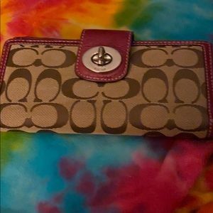 Beautiful Magenta and Brown Coach Wallet